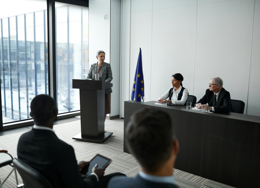 Speaker at a podium
